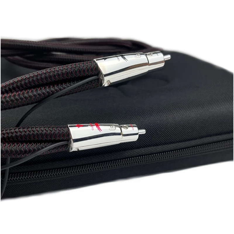 Axinite Paar Hi-End FireBird RCA-Kabel, massives PSS-HiFi-Audioverstärker-Signalleitung aus reinem Silber mit Rauschunterdrückungssystem