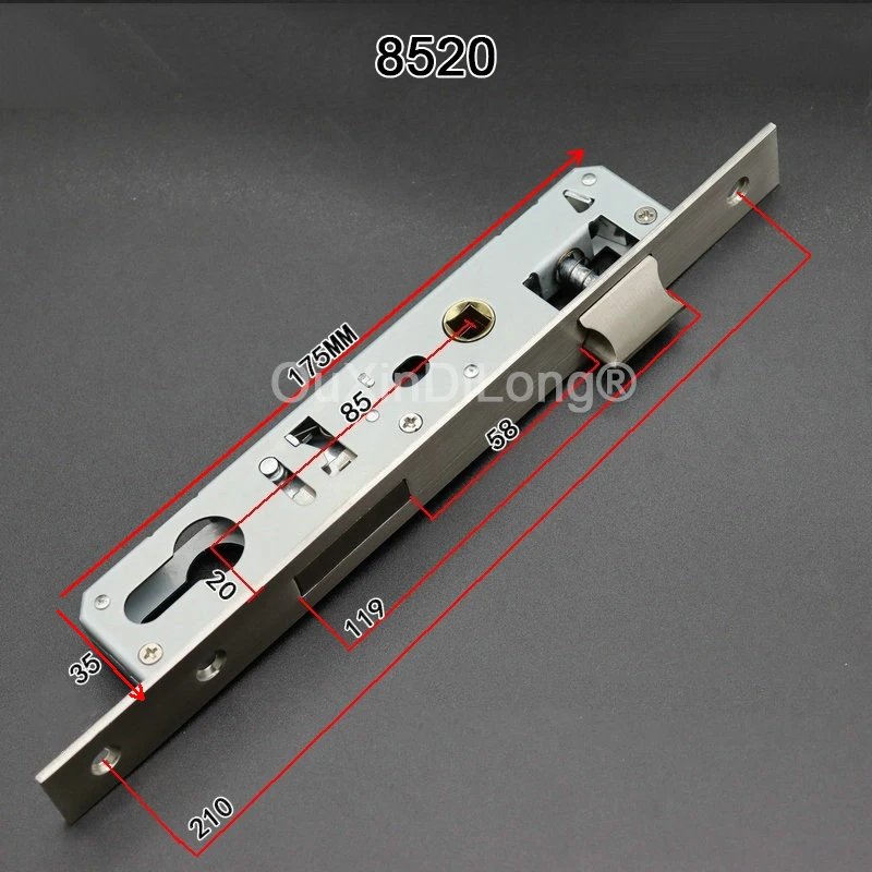 1Piece European Narrow Mortise Door Lock body Anti-theft Dual Tongue Lockbody Door Lock Repair Parts Size 8520/8525/8530/8535