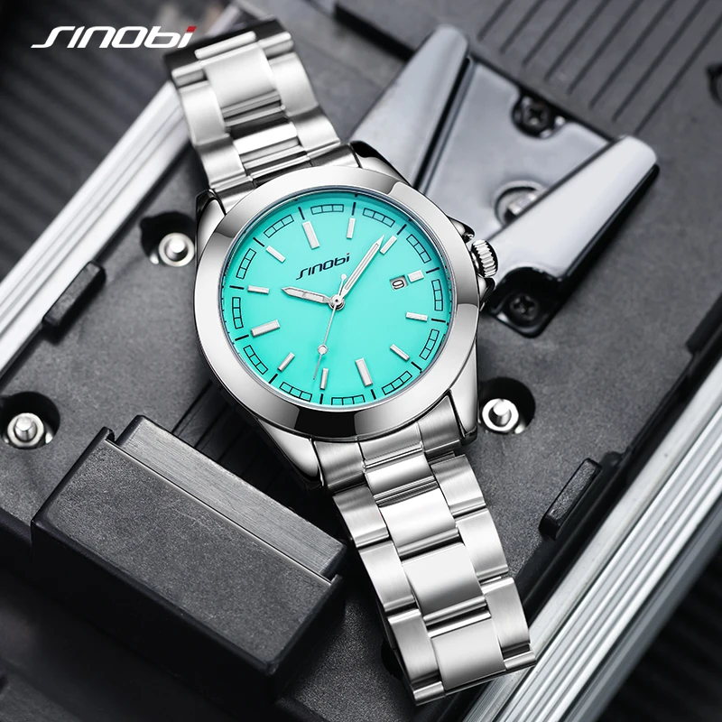 SINOBI High Quality Men\'s Quartz Watches Original Design Man\'s Casual Wristwatches Calendar Stainless Steel Male Clock Best Gift