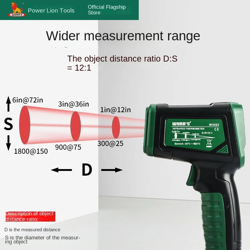 Infrared thermometer for industrial use, high-precision oil temperature gun for baking, water temperature measurement