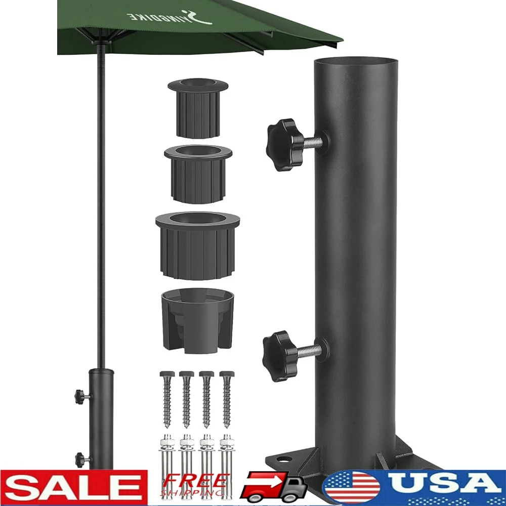 

Heavy Duty Patio Umbrella Stand Base Reinforced Outdoor Holder with Stainless Steel Accessories Wind Stable Deck Mount