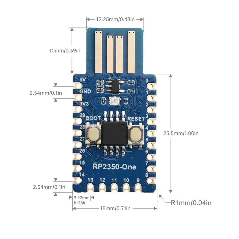 RP2350-One 4Mb Flash Microcontroller Development Board RP2350A ثنائي النواة معالج معماري مزدوج النوع A لـ Raspberry Pi