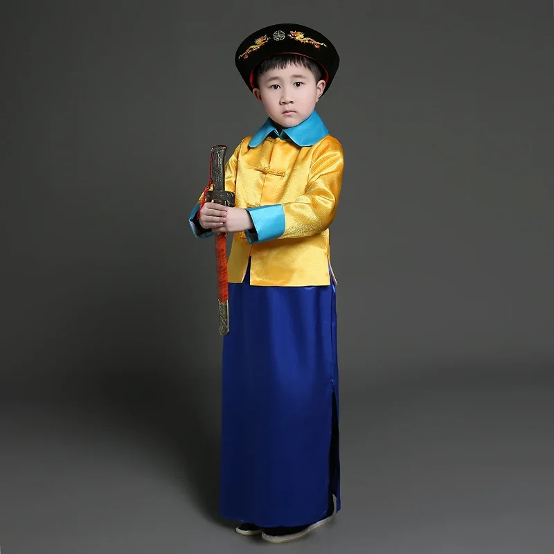 

Chinese Hanfu Robe Costumes Children Qing Dynasty's Imperial Guards' Clothing Traditional National Ancient Cosplay Clothing