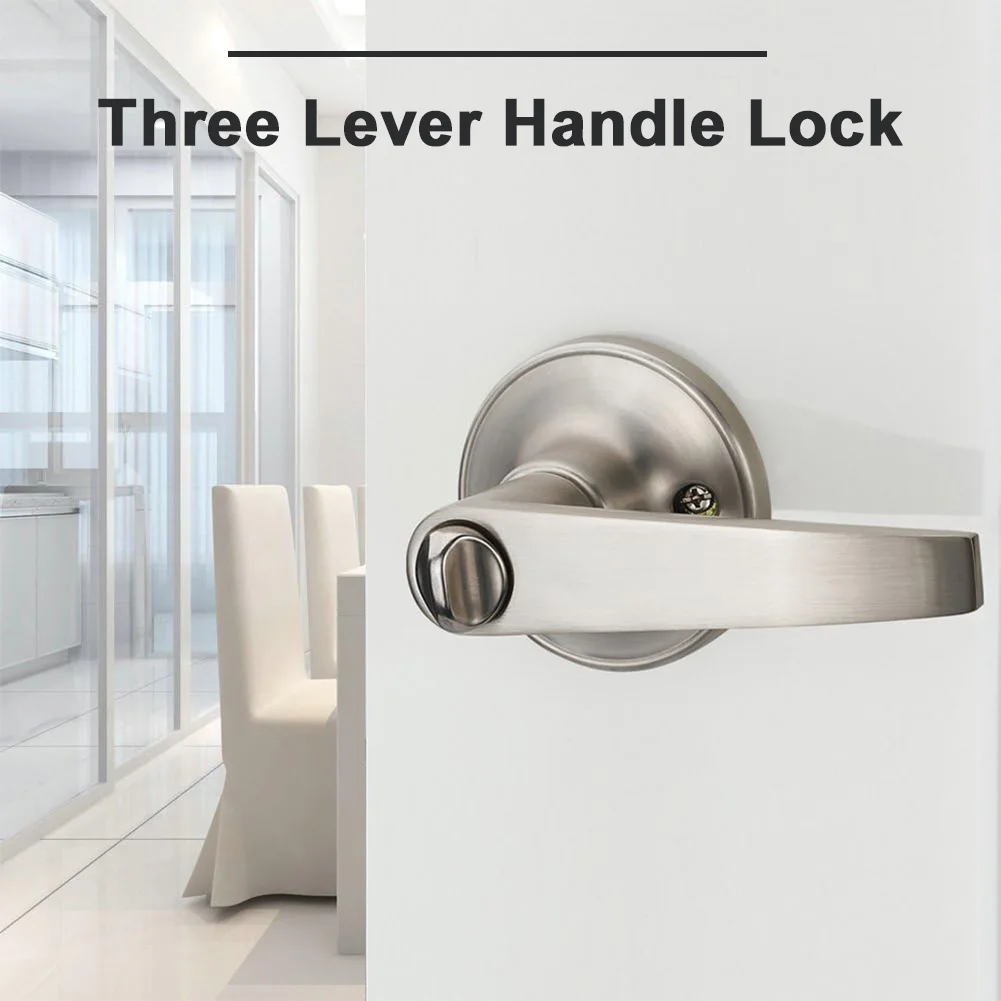 

Door Lever Lock with 3 Keys Locking Door Handle Interior Lever Lock Door Knob Replacement for Bedroom Front Door