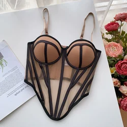 Sexy Hotsweet Elegant Patchwork Sleeveless Fashion Vintage Mesh Slim Straps Camis Top Beach Vacation High Street Summer Clothing