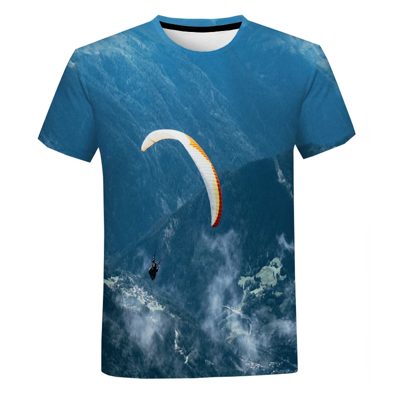 Men's and Women's 3D Printed T Shirts New Fashion Summer Cool Extreme Sports Paragliding Streetwear T Shirt Oversized Top