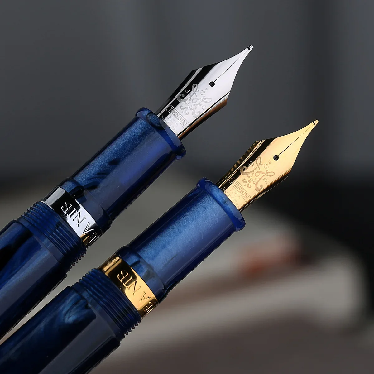 PENBBS 556 Piston Fountain Pen Blade/Round Nib Ink-absorbing Pen Large Capacity Transparent Acrylic Business Writing Gift Pen