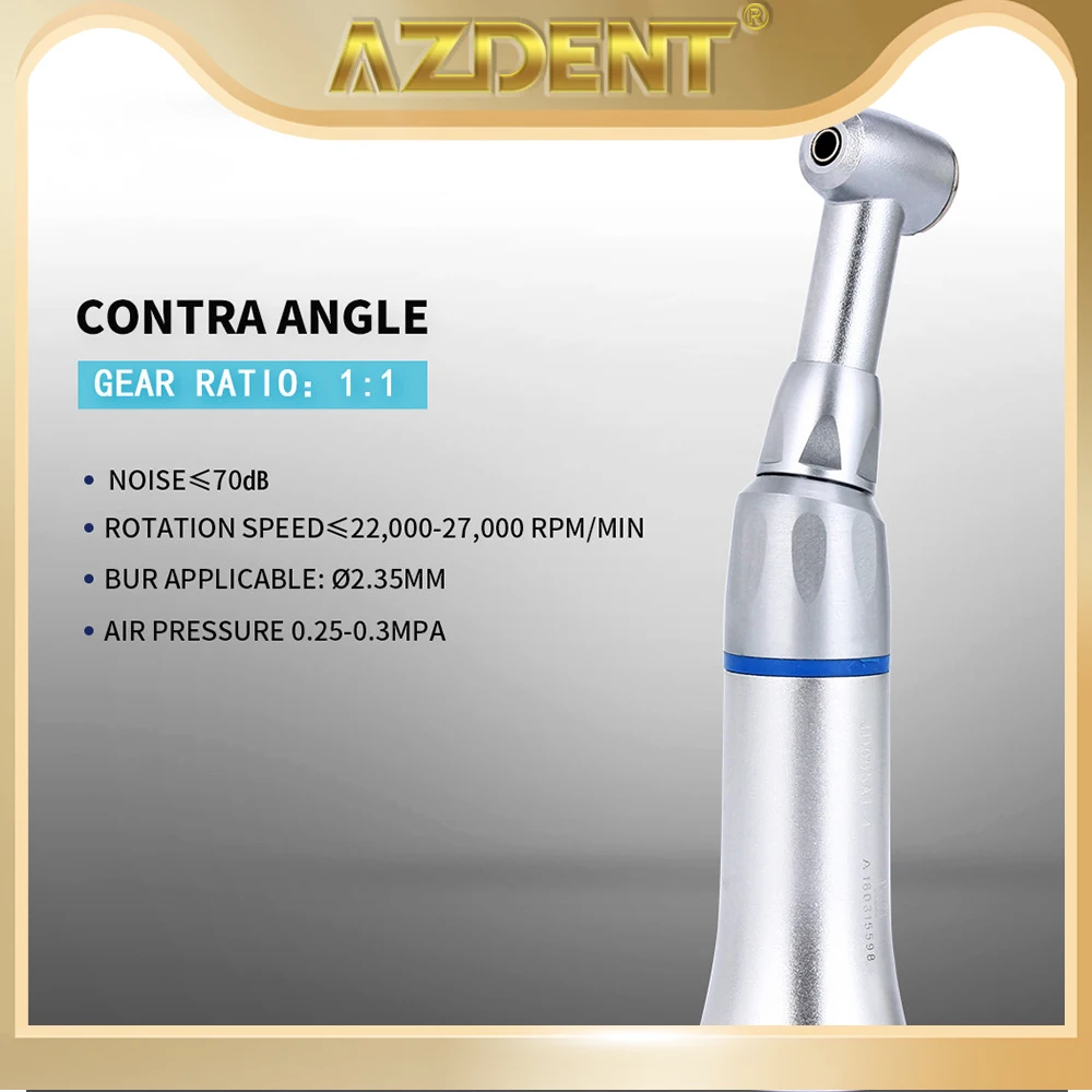 

AZDENT Dental Push Button Contra Angle Low Speed Handpiece fit 2.35mm Burs E-Type Motors