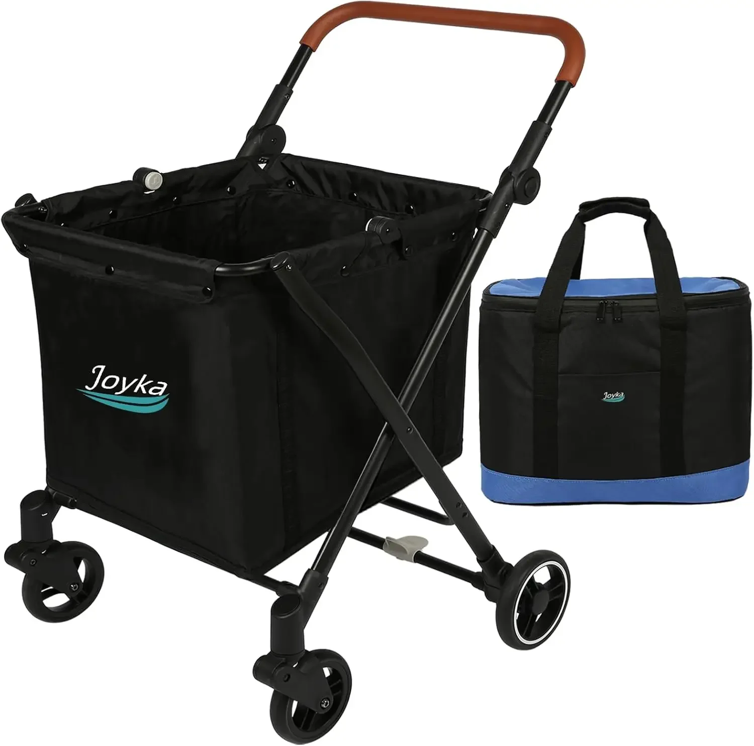 Shopping Cart 85 Liters Grocery Cart with Cooler Bag Utility Cart Shopping Trolleys with Larger Capacity Rolling Front Swivel Wh