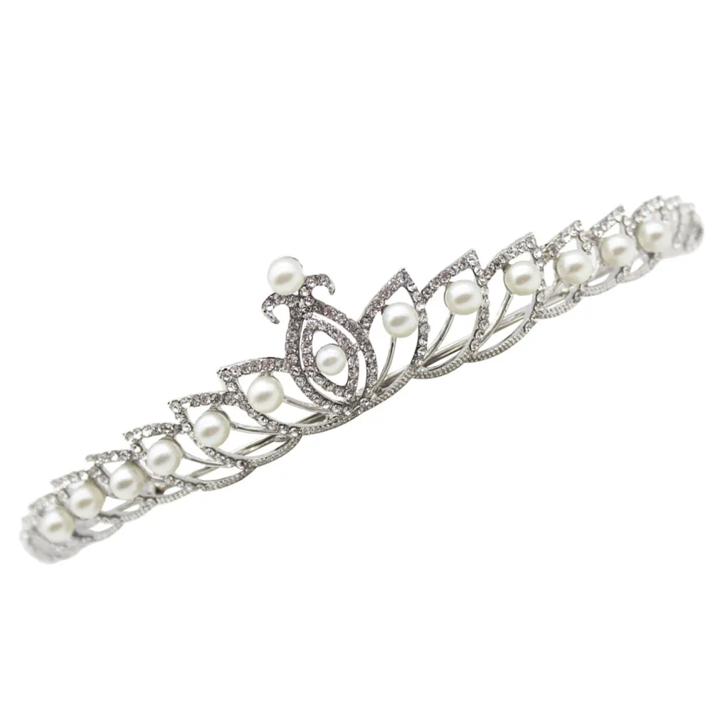 

Pearl Crown Headband for Women Bridal Wedding Crown Rhinestone Pearl Design Sturdy Alloy Construction Eye Catching Elegant
