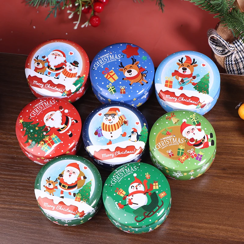 جرة شمعة عيد الميلاد المستديرة 2026 جرة صفيح عيد الميلاد القهوة الشاي التوابل الحلوى مجوهرات حقيبة للتخزين حاوية صنع الشموع