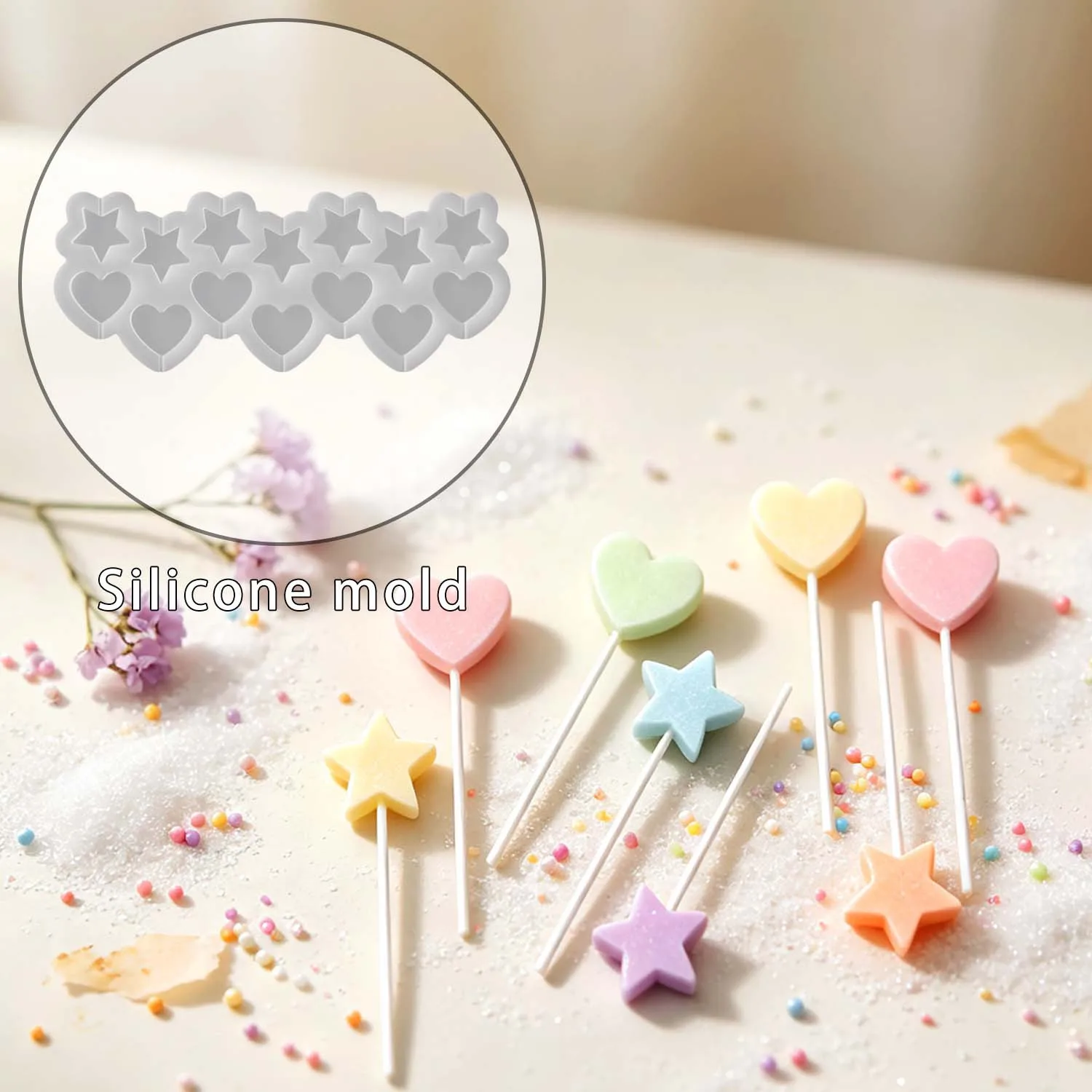 Star Heart Shaped Cookies Silicone Mold DIY Silicone Baking Molds Keychains Bag Hanging Jewelry Pendant Molds For Resin Craft