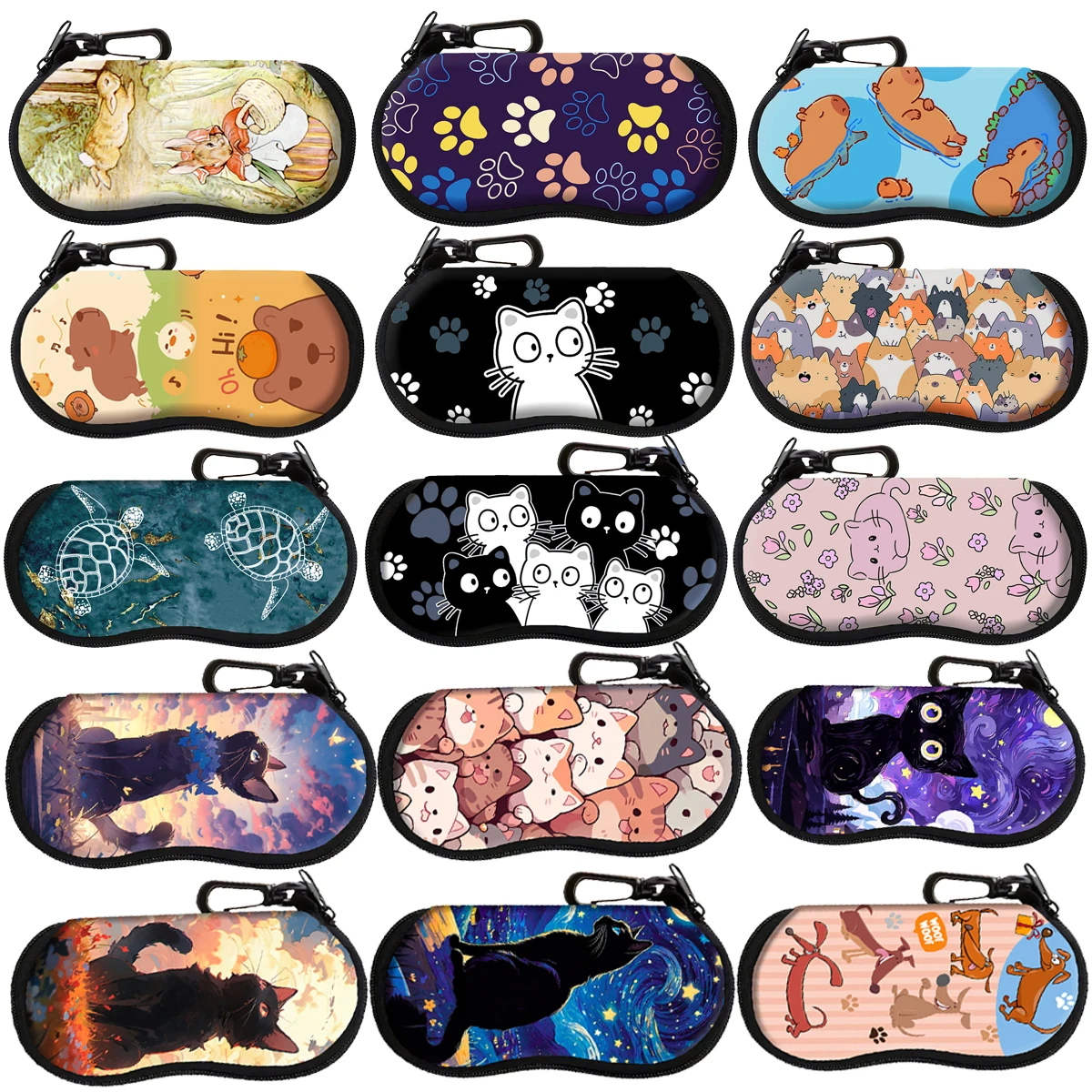 

Cartoon Animals Cute Black Cat Glasses Case Sea Turtle Travel Portable Student Glasses Storage Box Eyeglasses Accessories Gift