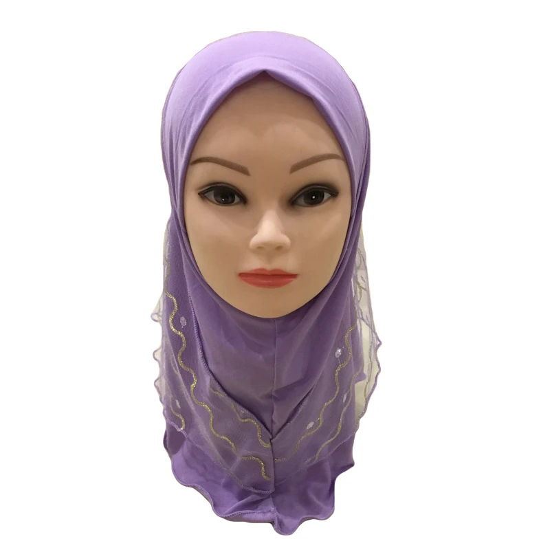 

One Piece Mesh Amira Hijab for Muslim Kids Girls Islamic Prayer Headscarf Ramadan Headwear Shawl Wrap Cap Middle East