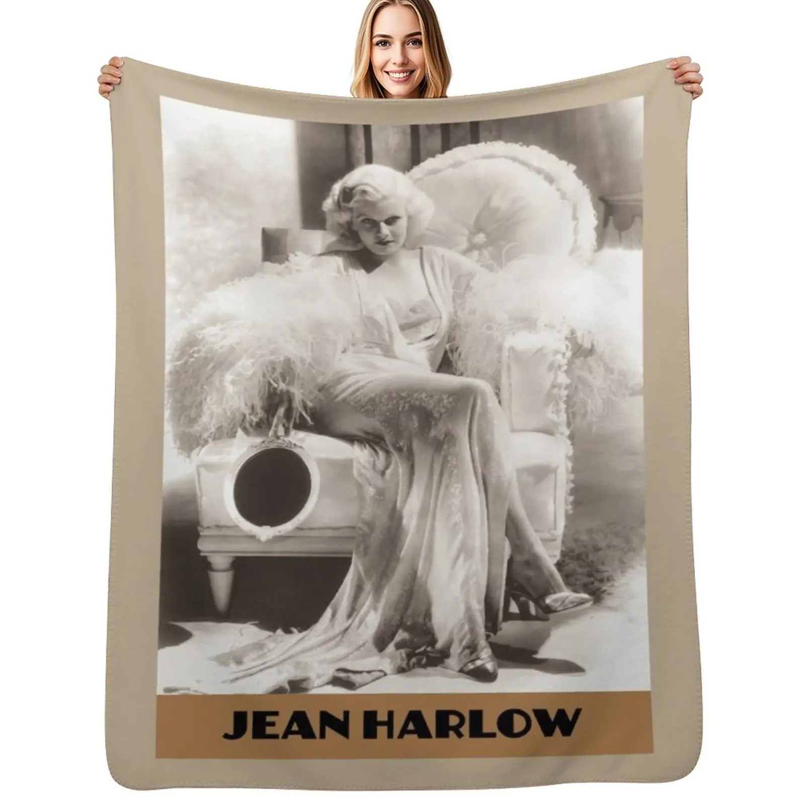 Jean Harlow Throw Blanket Portable Lightweight Blanket for Travel Camping