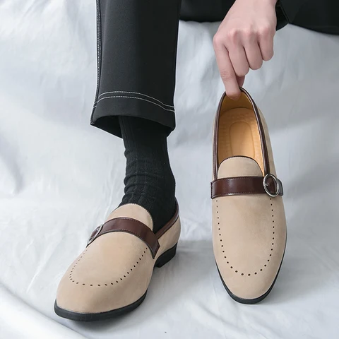 Новые мужские летние лоферы Brand: комфортные, легкие, повседневные, модные, с пряжкой, из матовой кожи, нескользящие, в стиле мокасин.