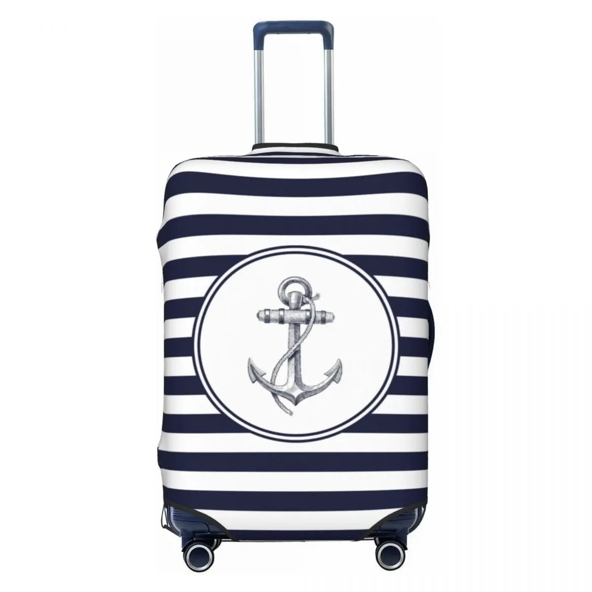 

Anchor And Navy Blue Stripes Travel Luggage Cover Elastic Nautical Sailor Suitcase Cover Protector Fit 18-32 Inch