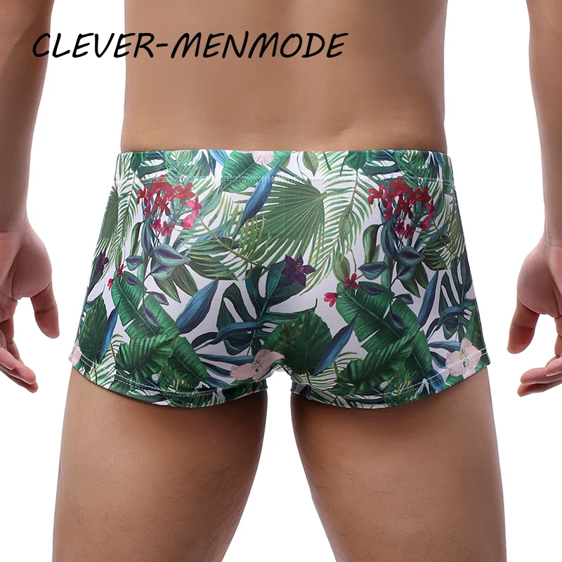 Bañador Sexy con estampado para hombre, bóxer de verano, Bikini de playa, cuatro Pantalones cortos, tabla de surf fino para traje de baño, bañador Gay