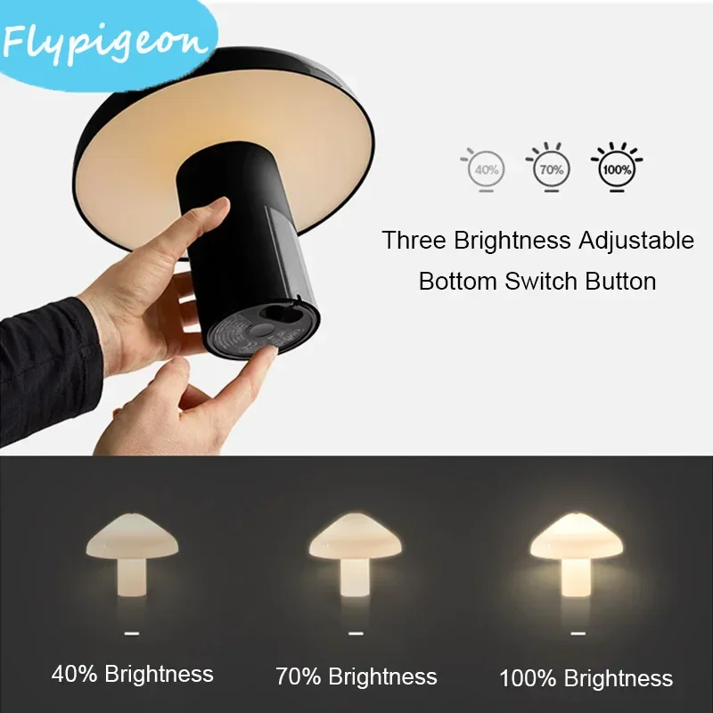 

Mushroom Desk Lamp Rechargeable Cordless Bedside Night Light Warm White Dimmable Nordic LED Lamp Portable Cordless Lamp Creative