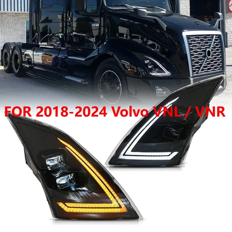 

For 2018-2024 Volvo VNL/VNR, 1Set LED Headlights Assembly LH+RH with Sequential Turn