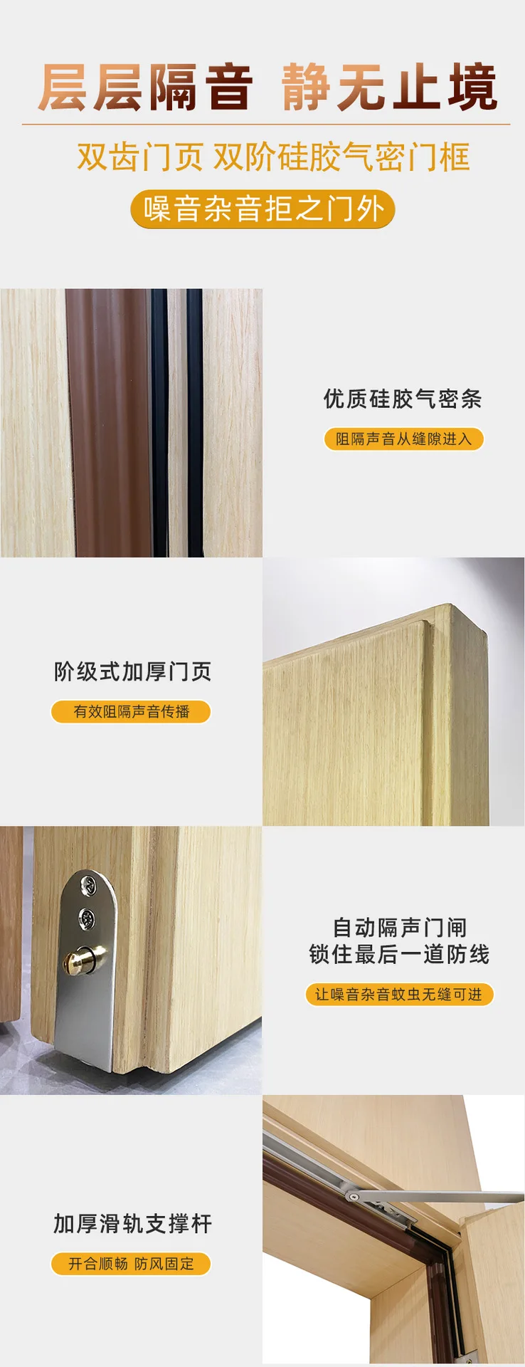 Hotel, school, recording studio, live broadcast room,fireproof, flame retardant, environmentally friendly silent soundproof door