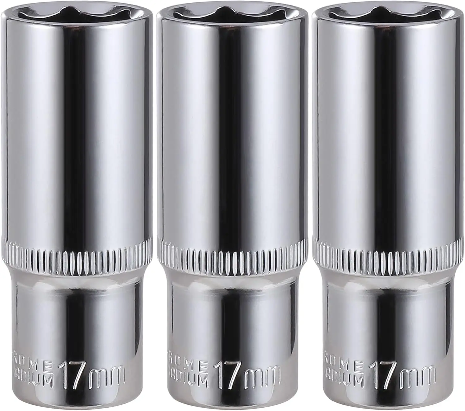 

3-Piece 17mm 3/8' Drive 6-Point Deep Sockets, Corrosion-Resistant
