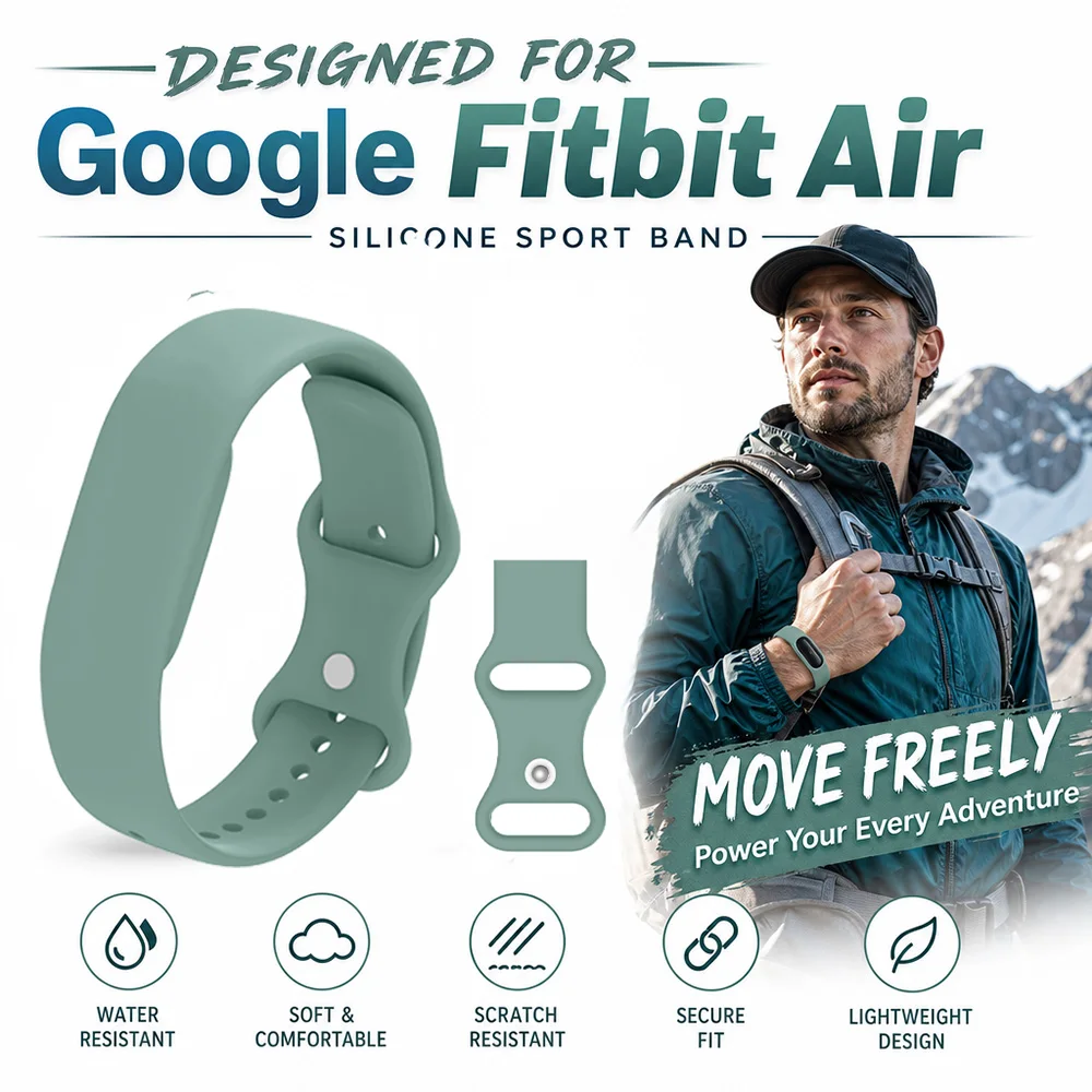 Soft Silicone Sport Band for Google Fitbit Air Unisex Lightweight Comfortable Replacement Watch Accessory for Google Fitbit Air