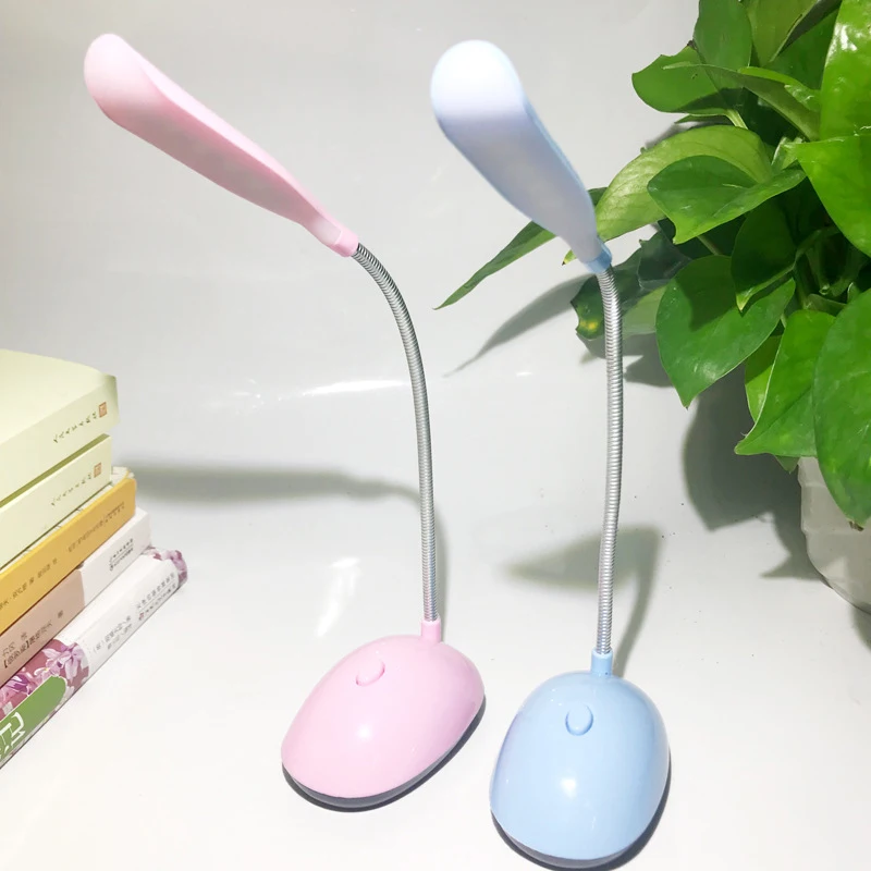 Lampu LED Mini 360 derajat portabel, lampu meja pelindung mata untuk membaca asrama, lampu samping tempat tidur meja