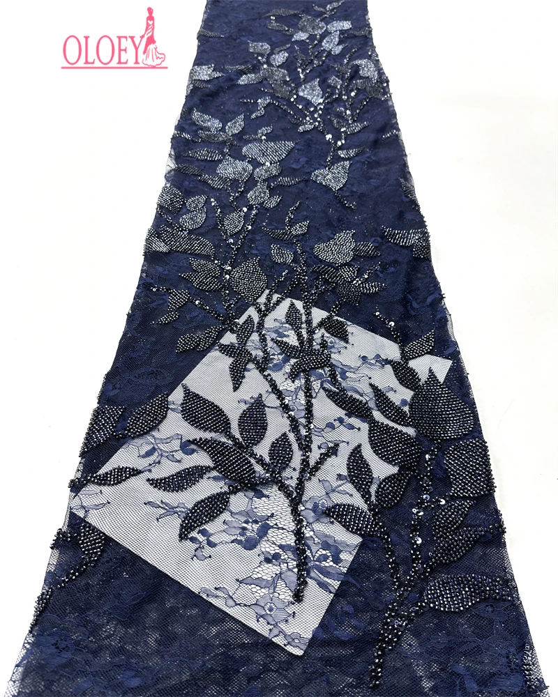 Hot Sale Unique Design Africa High Quality Handmade Beautiful 3D Embroidery Beads With Sequins For Wedding Or Party Dress 5Yards