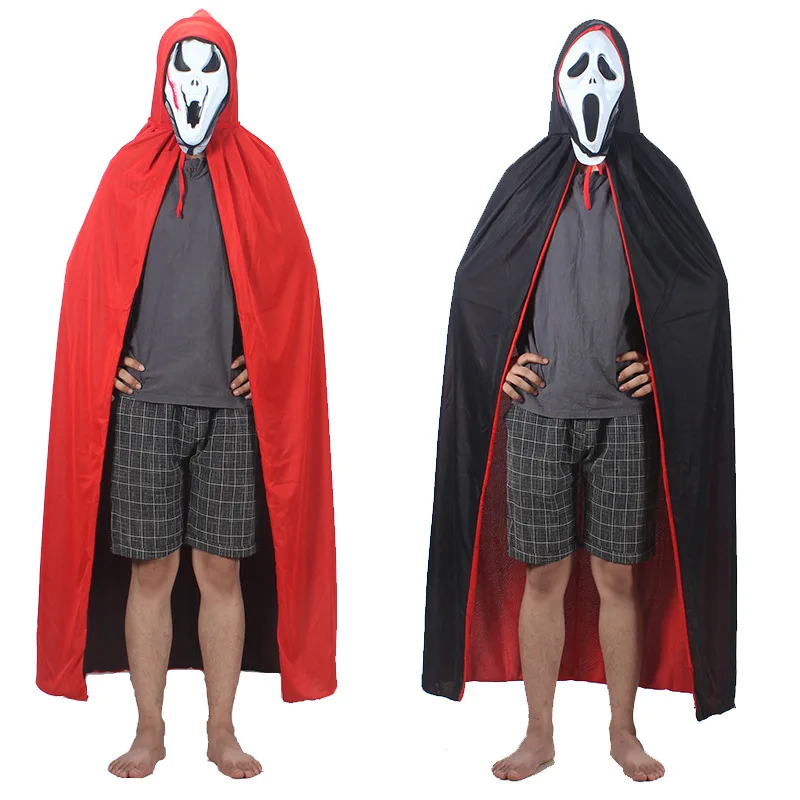 

Reaper vampire cape adult halloween costume black and red cape children's double-sided cosplay black long trench coat solid coat