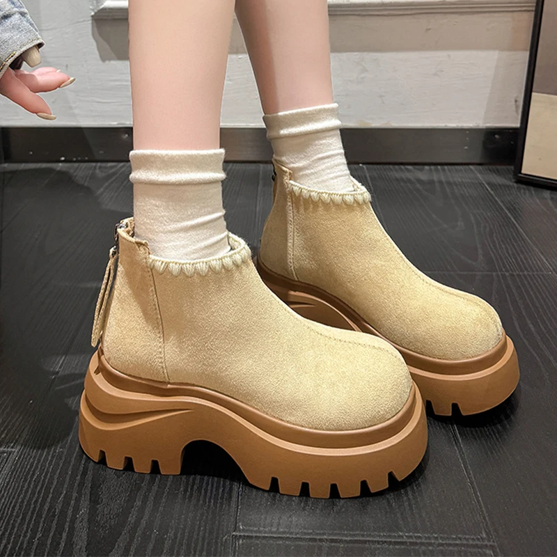 

Flats Platform Women Ankle Boots Suede Fashion Dress Shoes New Winter Short Boots 2025 Casual Sport Zapatillas De Mujer Botas