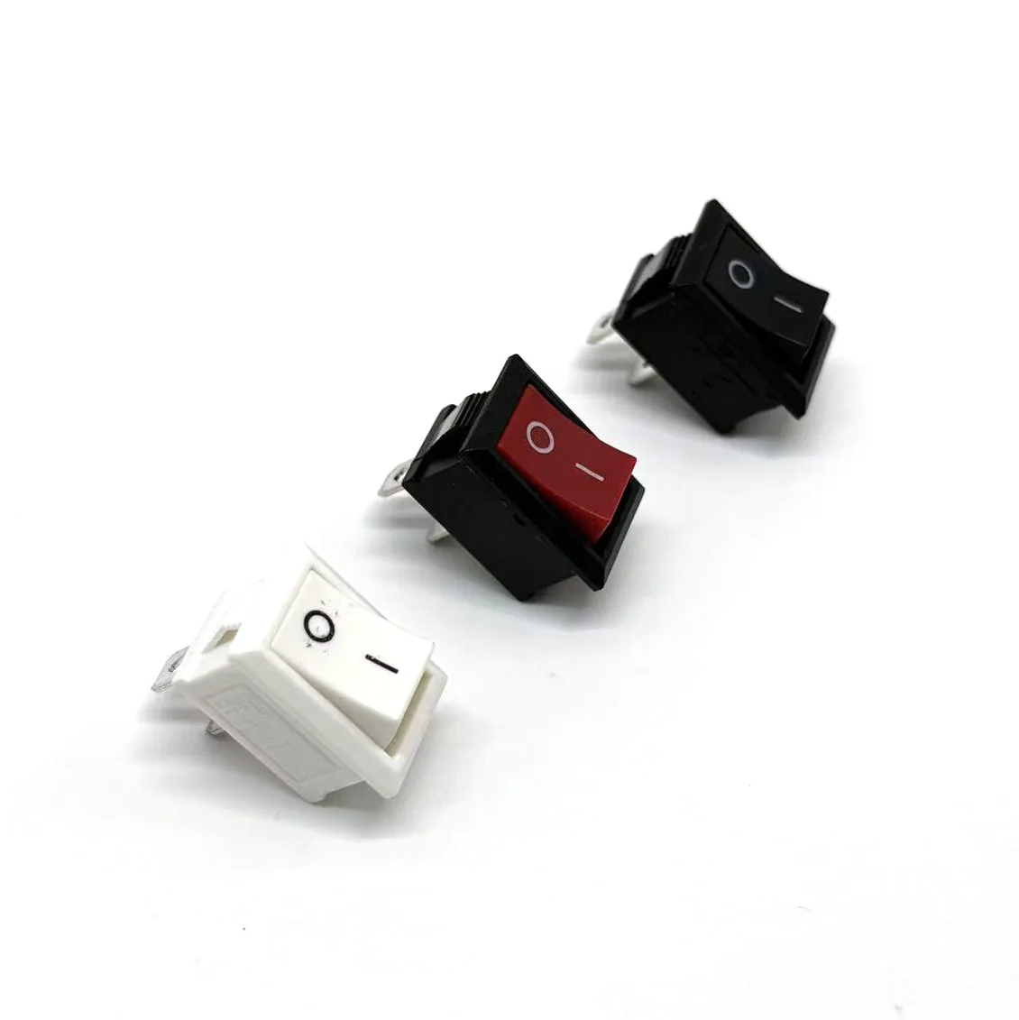 10PCS Push Button Switch 21x15mm SPST 2Pin KCD1 Snap-in on/Off Rocker Boat Home Motorcycle Switch Black Red White  6A 250V