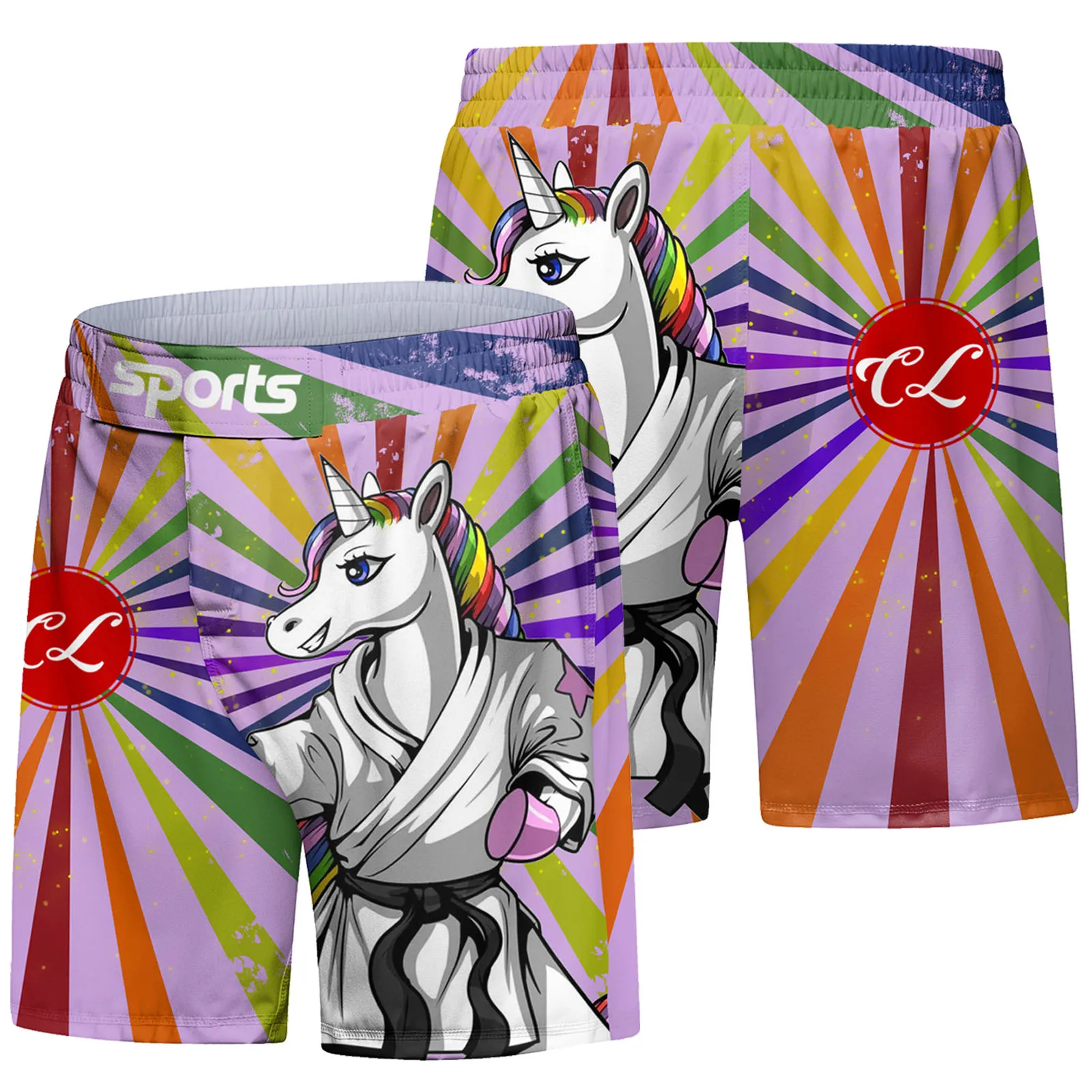 Cody Lundin MMA Brazilian Jiu‑Jitsu Men's Digital Print Fight Shorts Elastic Waist Lightweight Loose‑Fit Combat Training Bottoms