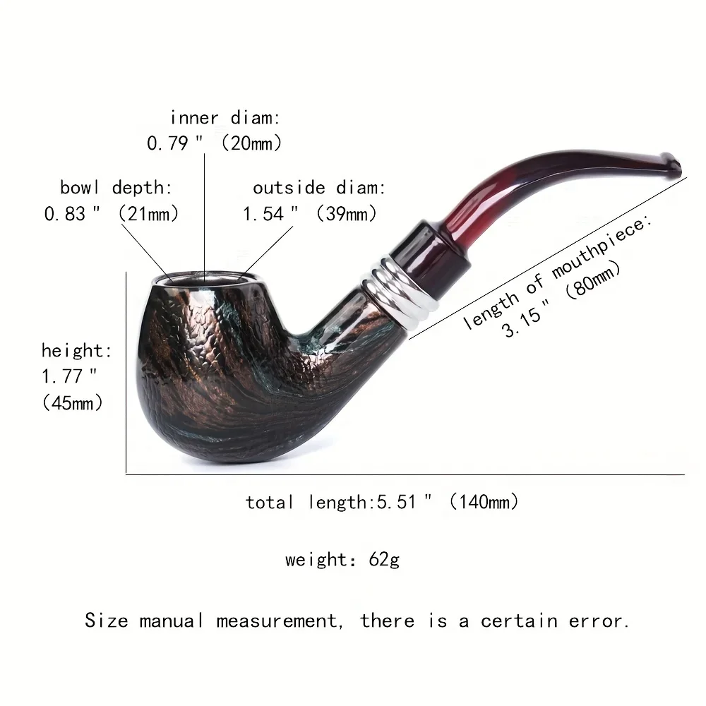 Fashion Snake Scale Colorful  Wooden Pipes Filter Smoking Pipe Ebony Tobacco Pipe Cigar Grinder Smoke Handmade  Gift For Father