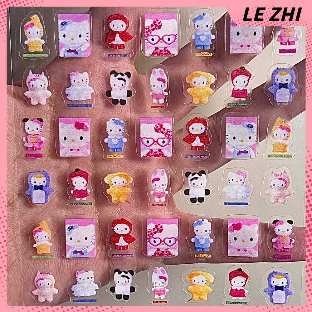 Summer New Diy Handwork Y2K Hello Kitty Nail Manicure Sticker Water Bottle Desktop Storage Box Notebook Wall Sticker Decoration