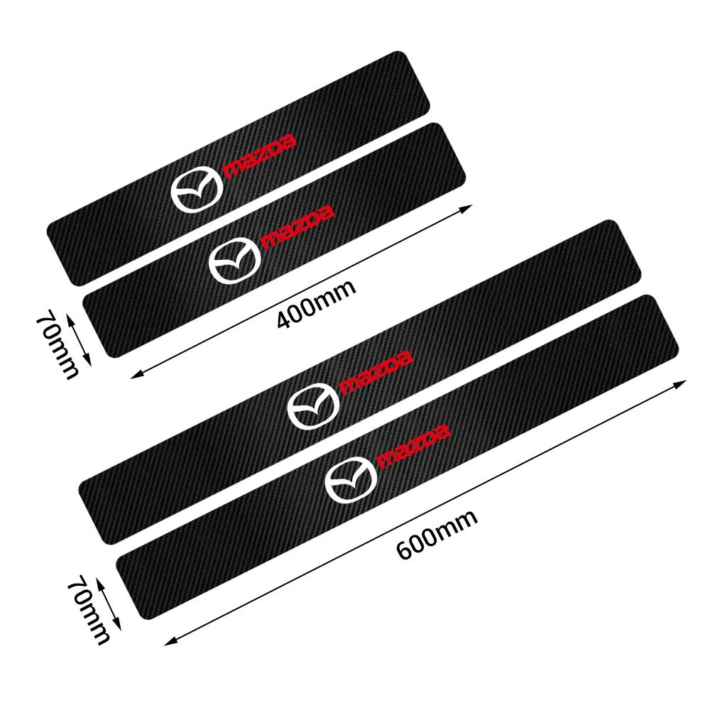 4Pc Car Carbon Fiber Door Sill Protection Sticker Anti-scratch Film Accessories For Mazda 3 6 Axela CX-5 CX-3 CX-8 Axela MS 323