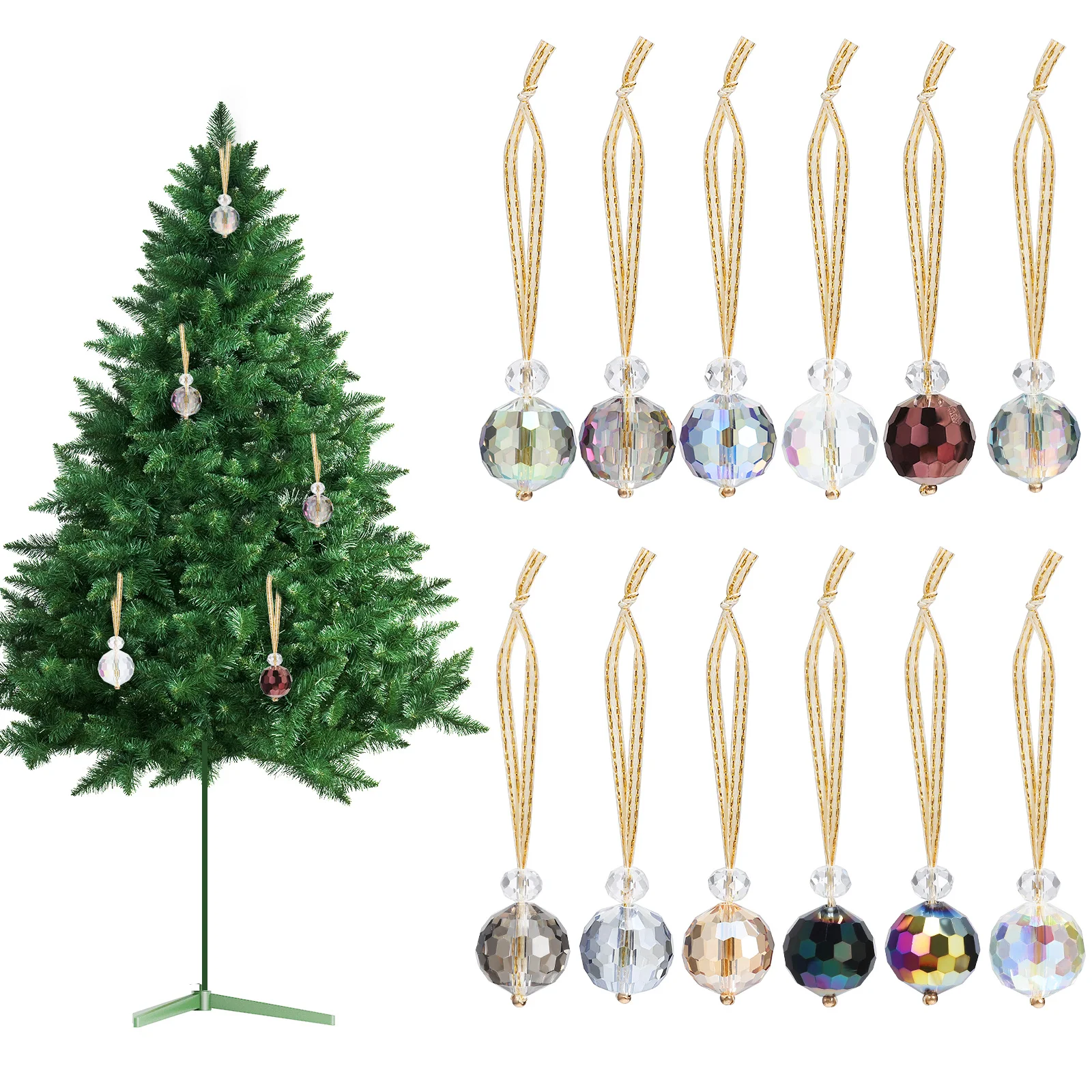 

1Set Crystal Hanging Ornament Sun Catcher Decor for Windows Ceiling Indoors Rainbow Light Dispersion Home Party Christmas