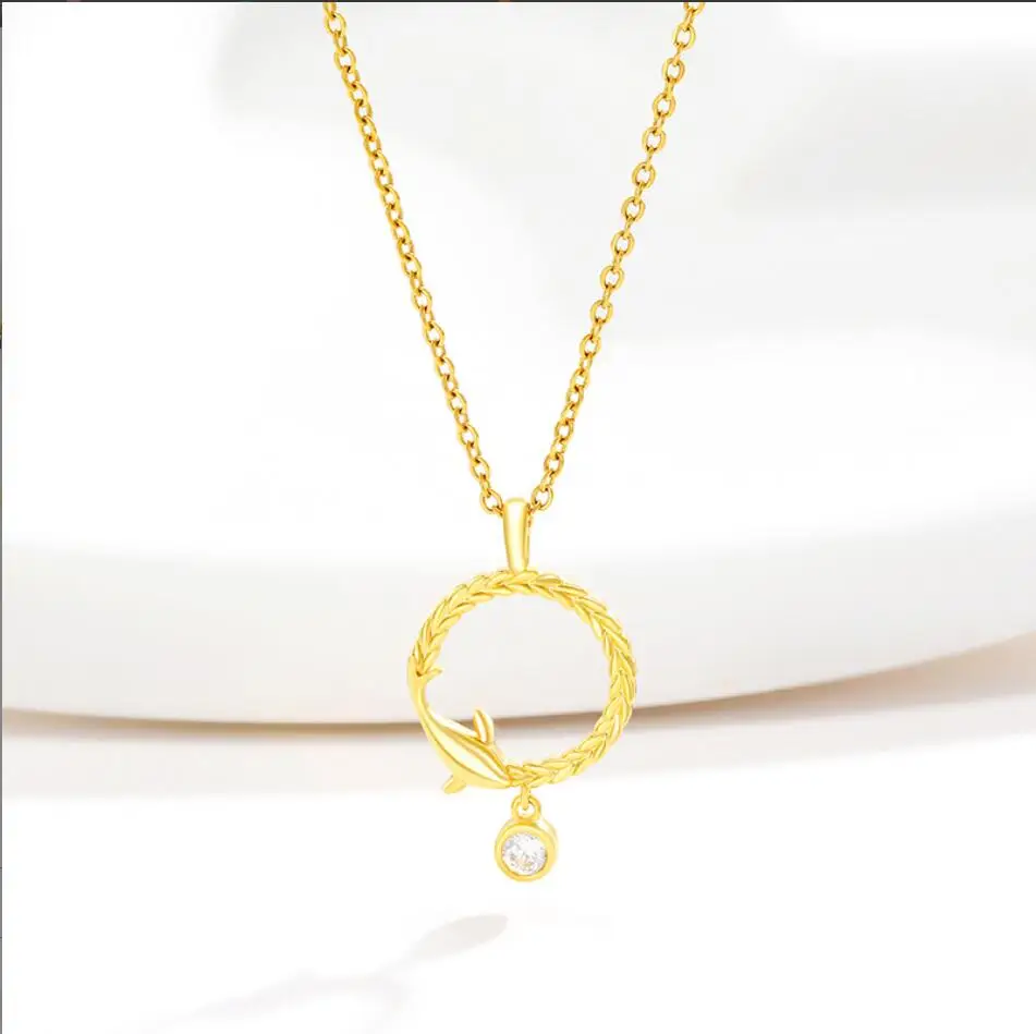 1PC Dolphin In The Sea Hip Hop Trend Fashion Delicate Gold Color Pendant Jewelry Gift NO CHAIN F1789