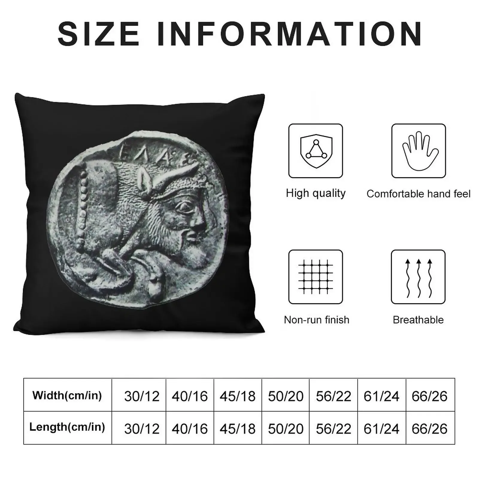 ANTIQUE GREEK SICILIAN SILVER COIN,Androcephalic Bull, River God Gelas Throw Pillow Pillow Covers Decorative bed pillows pillow