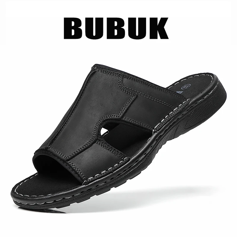 

Мужские летние шлепанцы Bubuk: новая модная модель с открытым носком, нескользящие, подходят для всех сезонов, удобные пляжные туфли на мягкой подошве