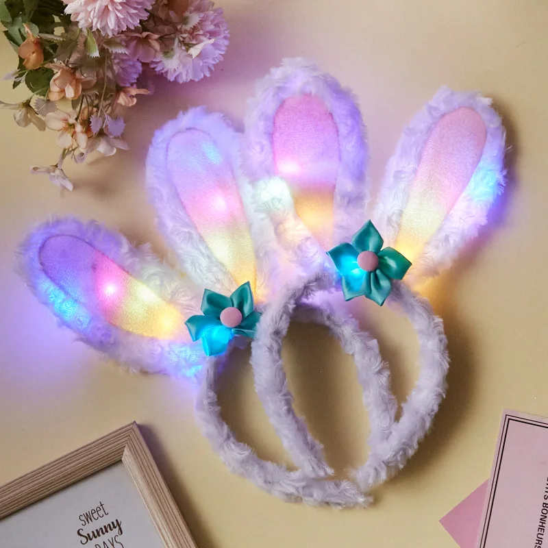 

Crazy Night Easter Glowing Rabbit Ear Hoop Easter Holiday Birthday Party Costume Role Playing Accessories Adult Children's Gift