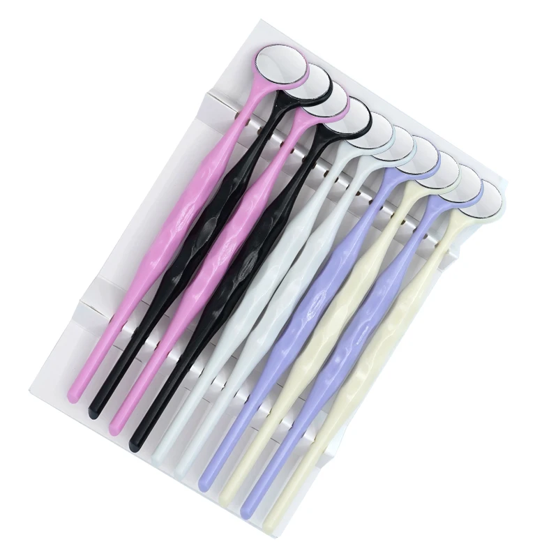 

10pcs/Set Dental Double Sided Anti-fog Mouth Mirror Dentistry Surface Exam Mirrors Colorful Reflectors With Handle Autoclavable