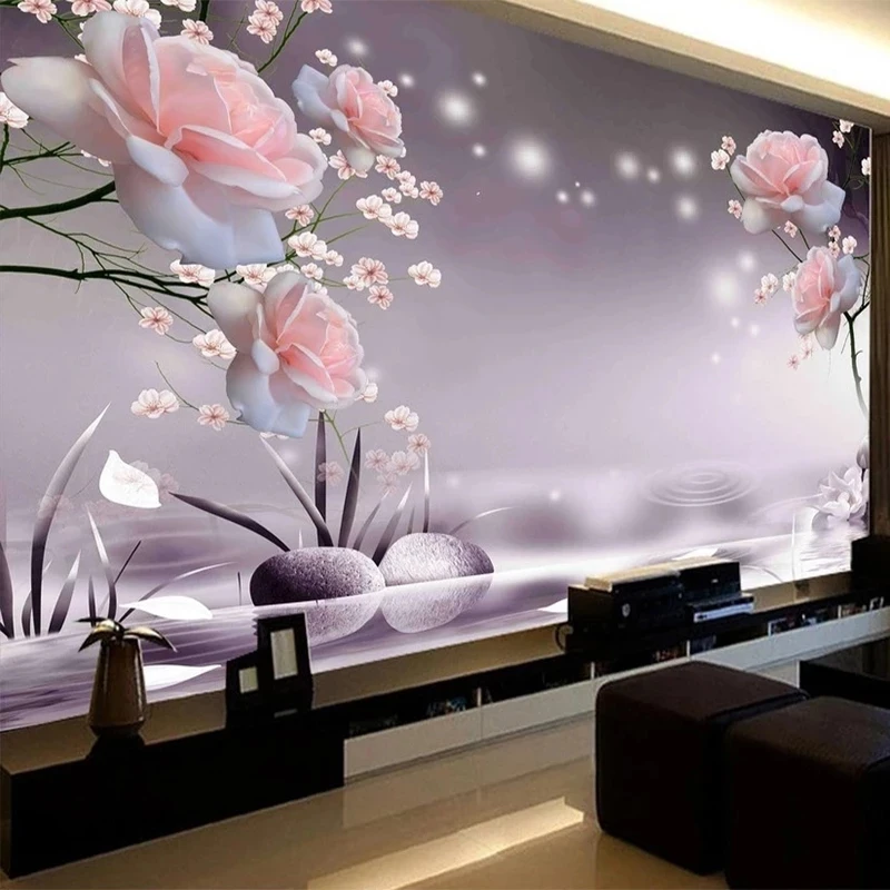 Custom Photo 3D Mural Modern Rose Flower Wallpaper Romantic Living room sofa TV background wall bedroom restaurant tree Hotel 8d