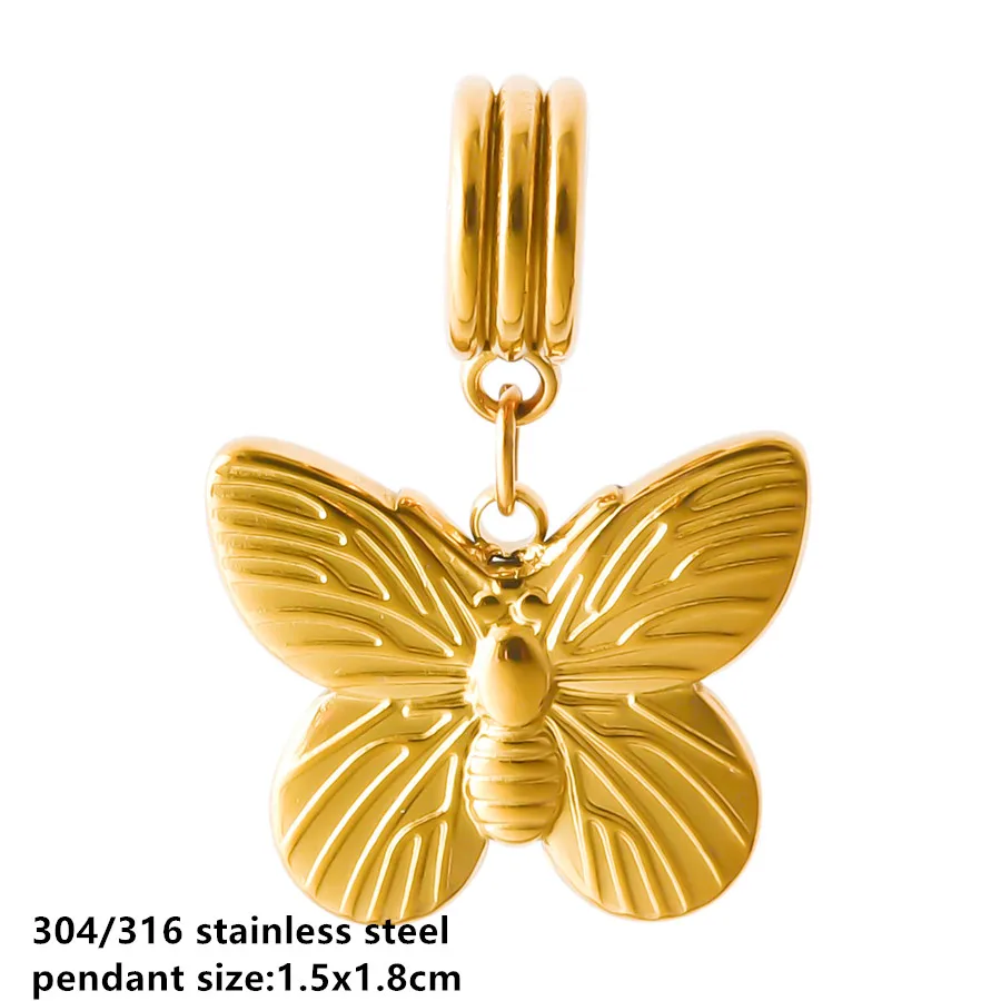 Goldfarbener kleiner Tieranhänger Ente Katze Taube Pferd Edelstahl Armband Armreif Anhänger für Schmuckherstellung handgemachte Dekoration – Detail 20