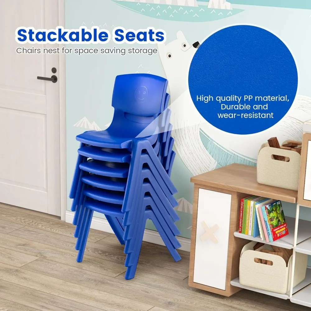 School Chairs, 8 Pack Premium 11" H Plastic Stackable School Chairs, Toddler and Kids Chair for Daycare, School Chairs