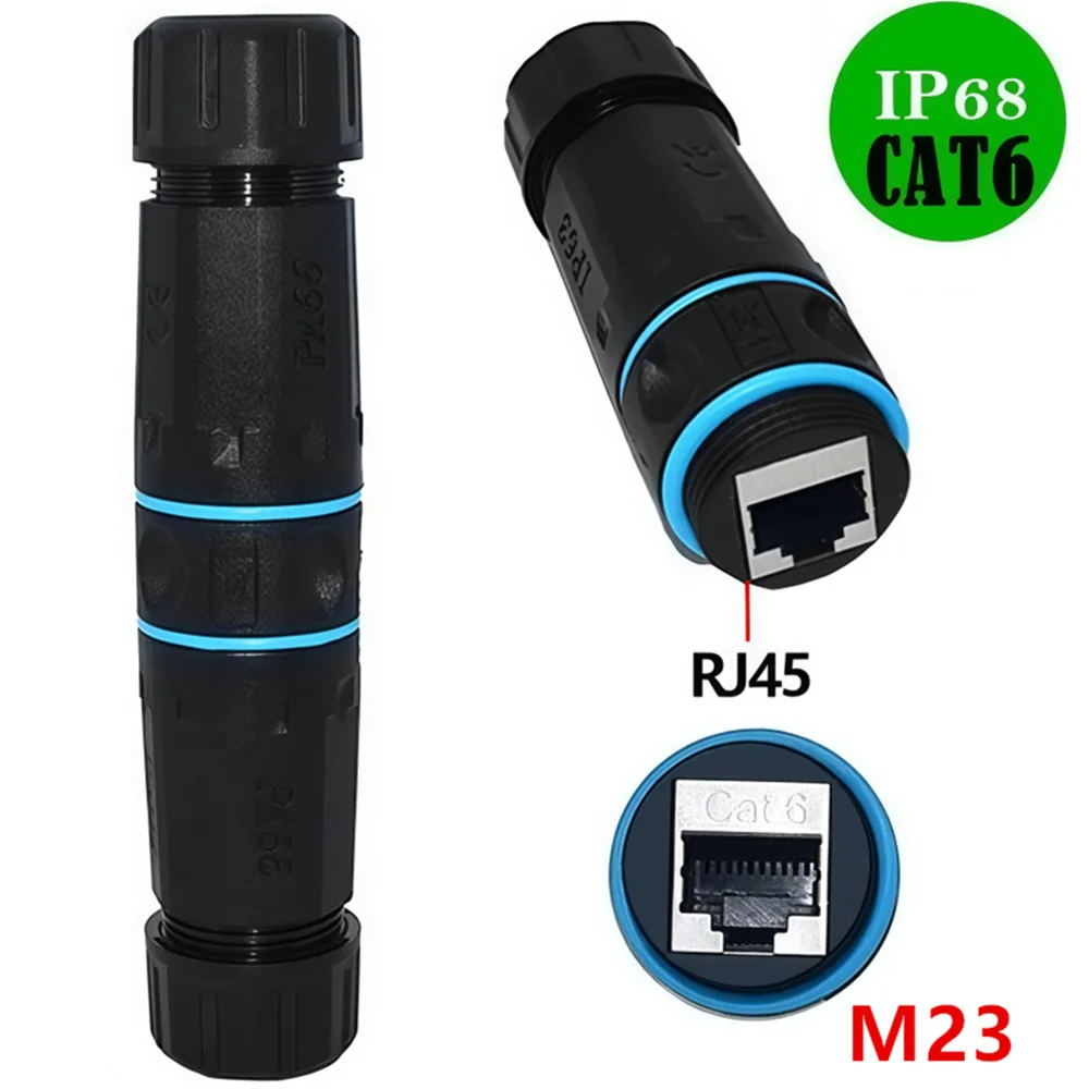 IP68 RJ45 Outdoor CAT6 STP Waterproof Connector Nylon PA66 Rubber Ring Material