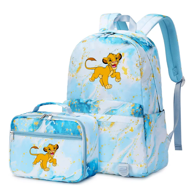 

2pcs Disney The Lion King Simba Boys Girls Multi Pocket Backpack with Lunch Bag Rucksack Casual School Bags for Teenagers Sets