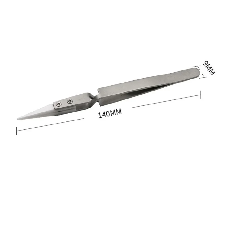 3 Pack Ceramic Straight Tip Electronic Soldering Tweezers Anti-Static Reverse Acid Resistant Precision Chuck Ceramic Tweezers