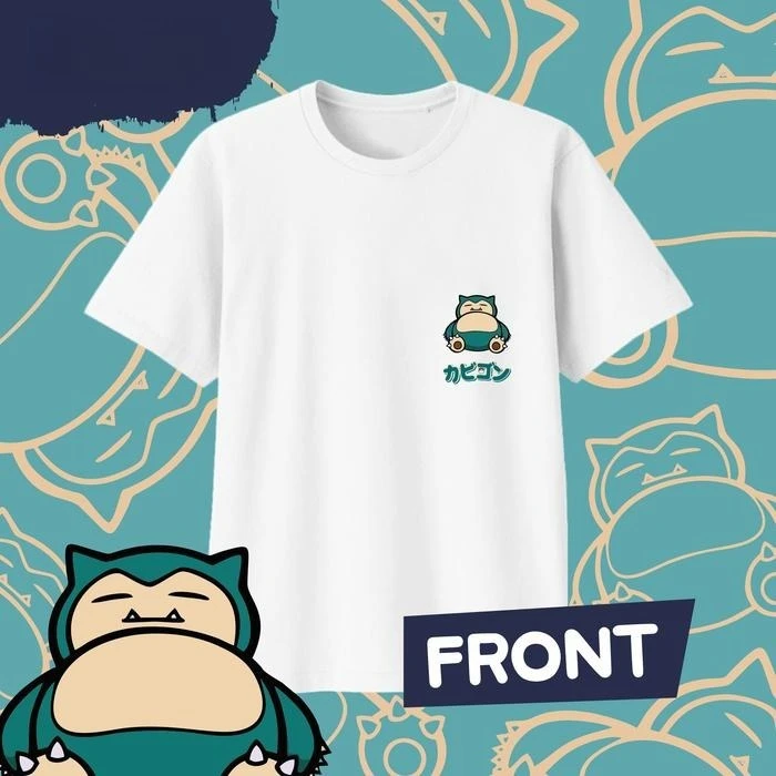 2025 الصيف بوكيمون أنيمي SNORLAX 100% القطن الخالص تي شيرت مطبوع الرجال Y2K Harajuku فضفاض عادية تنوعا قصيرة الأكمام #3