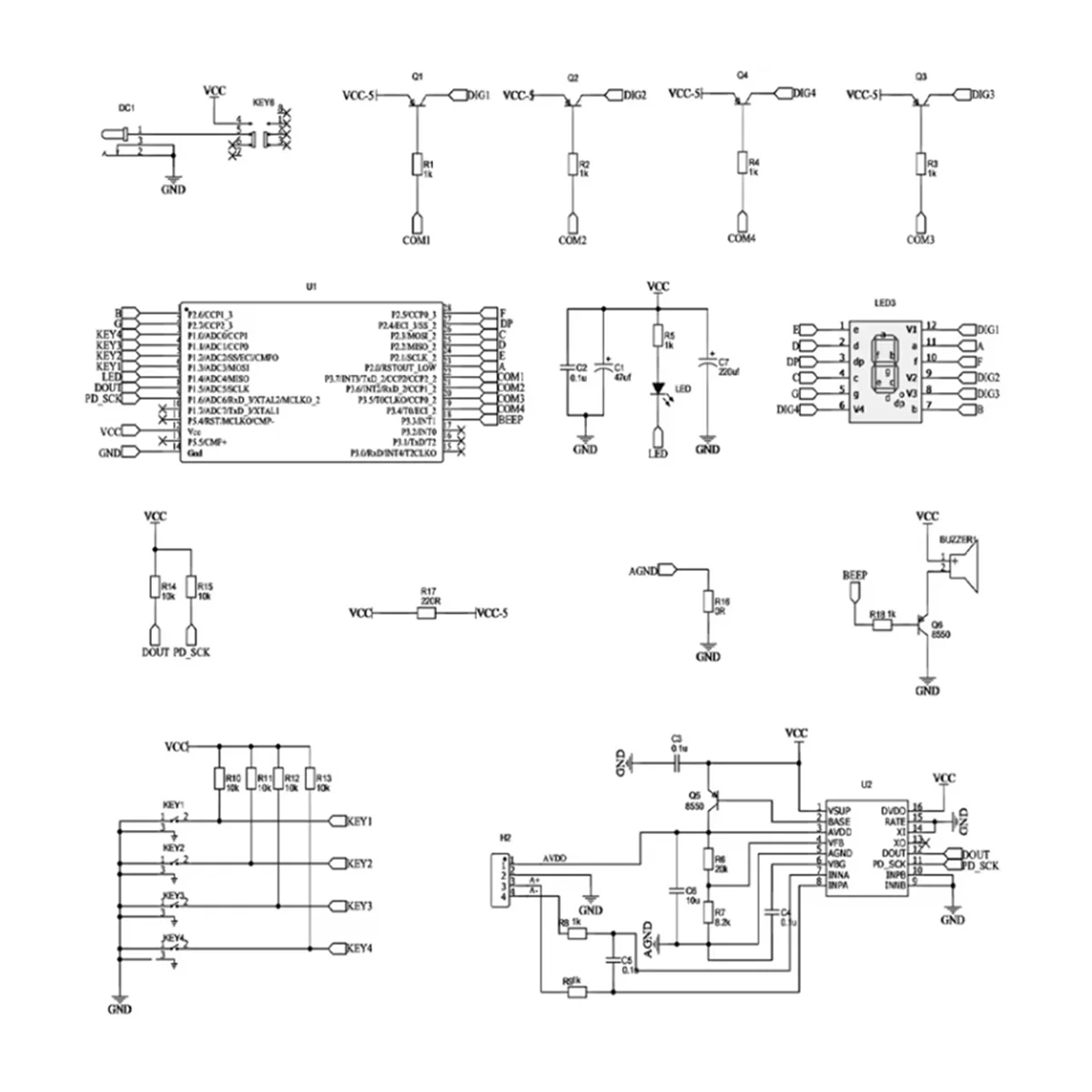 Электронные весы BAAQ DIY Kit, 51 комплект для пайки микроконтроллера с цифровым трубчатым дисплеем HX711, чип 5 В